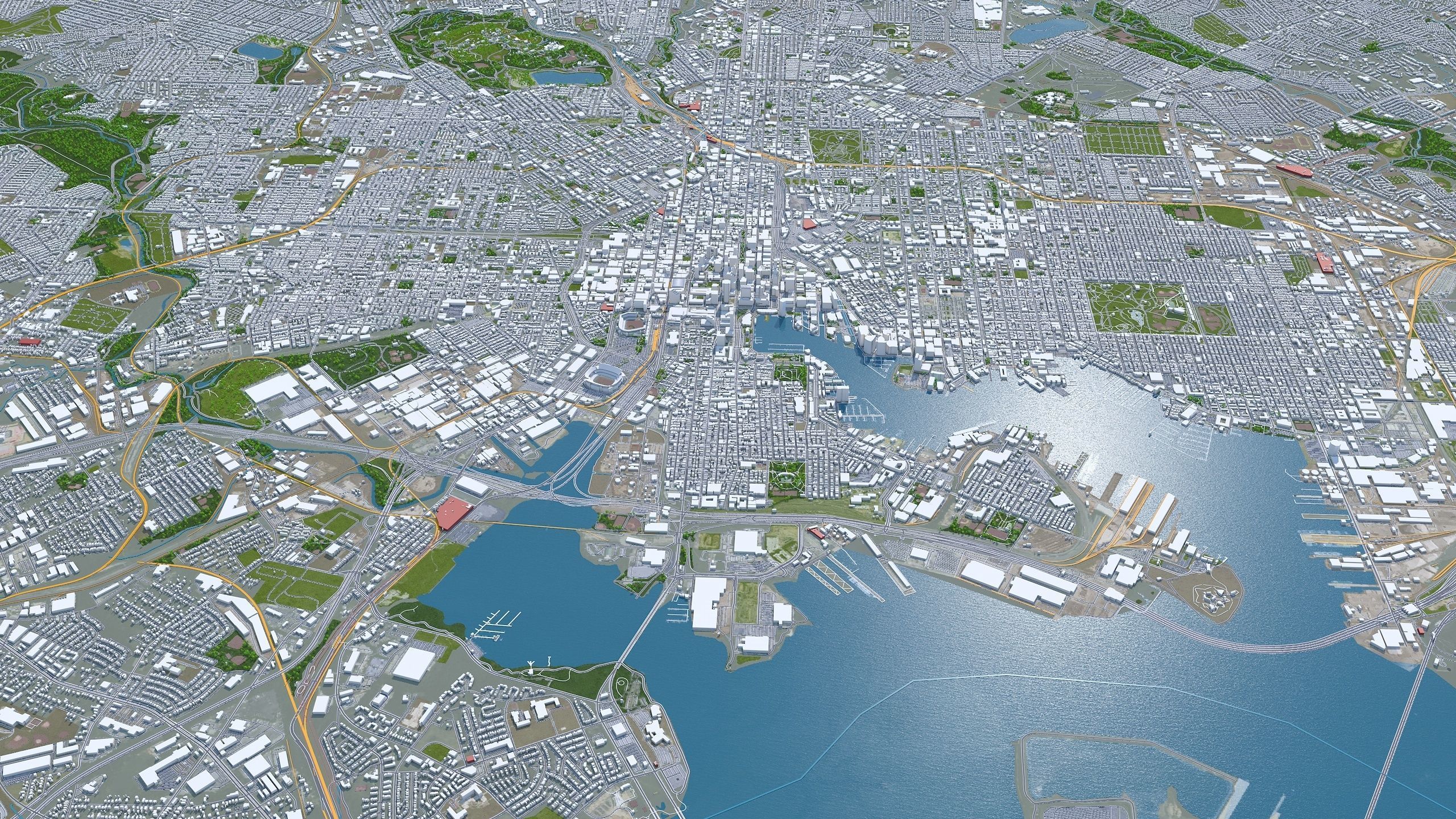 Baltimore Maryland 50km Low-poly 3D model_3