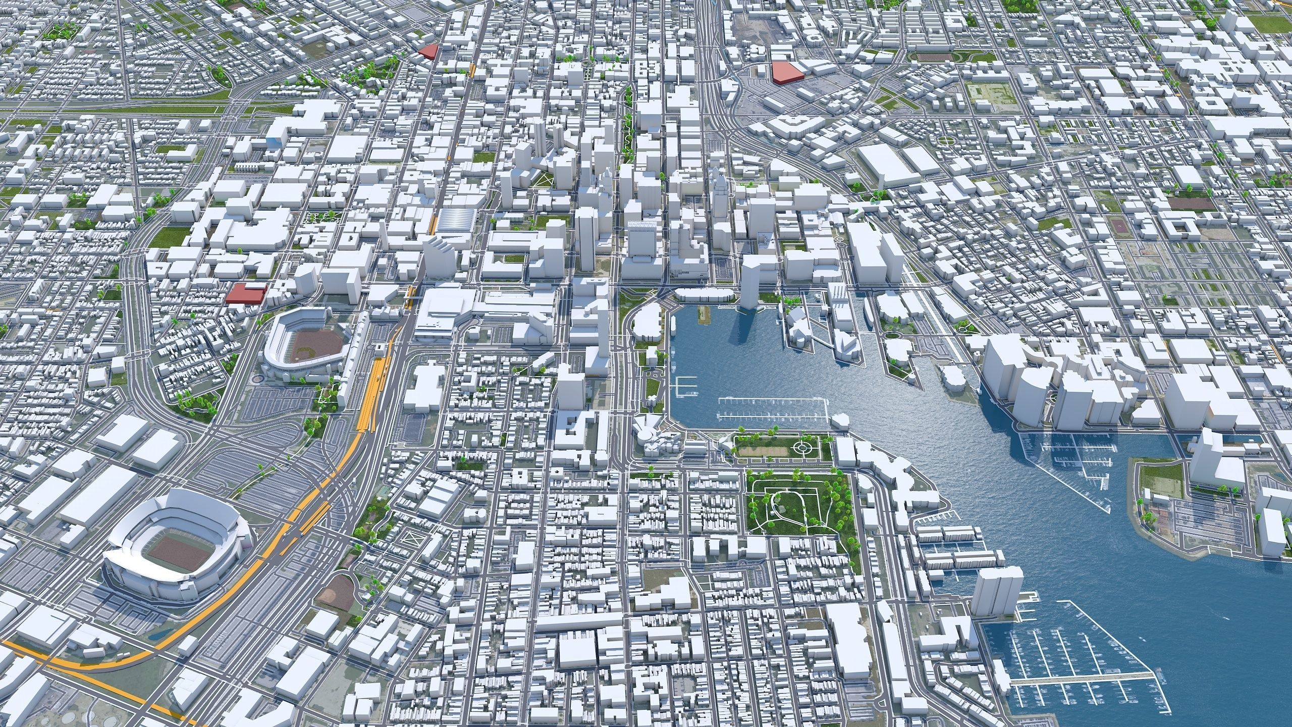 Baltimore Maryland 50km Low-poly 3D model_2