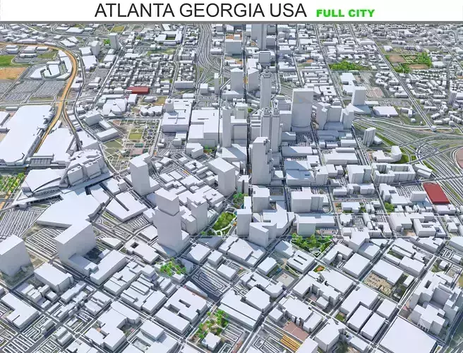 Atlanta City Georgia USA Low-poly 3D model