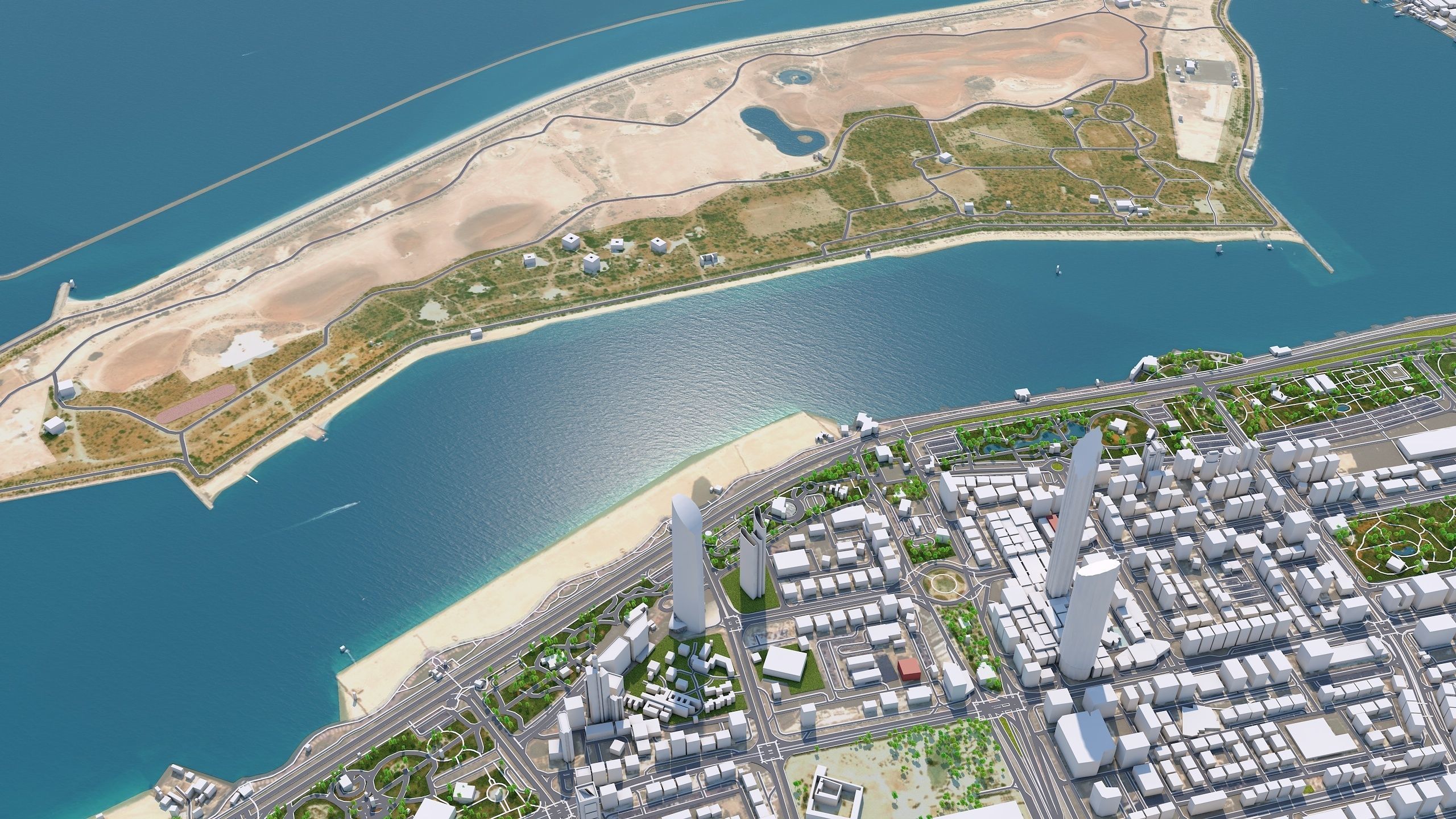 Abu Dhabi city in UAE Low-poly 3D model_1