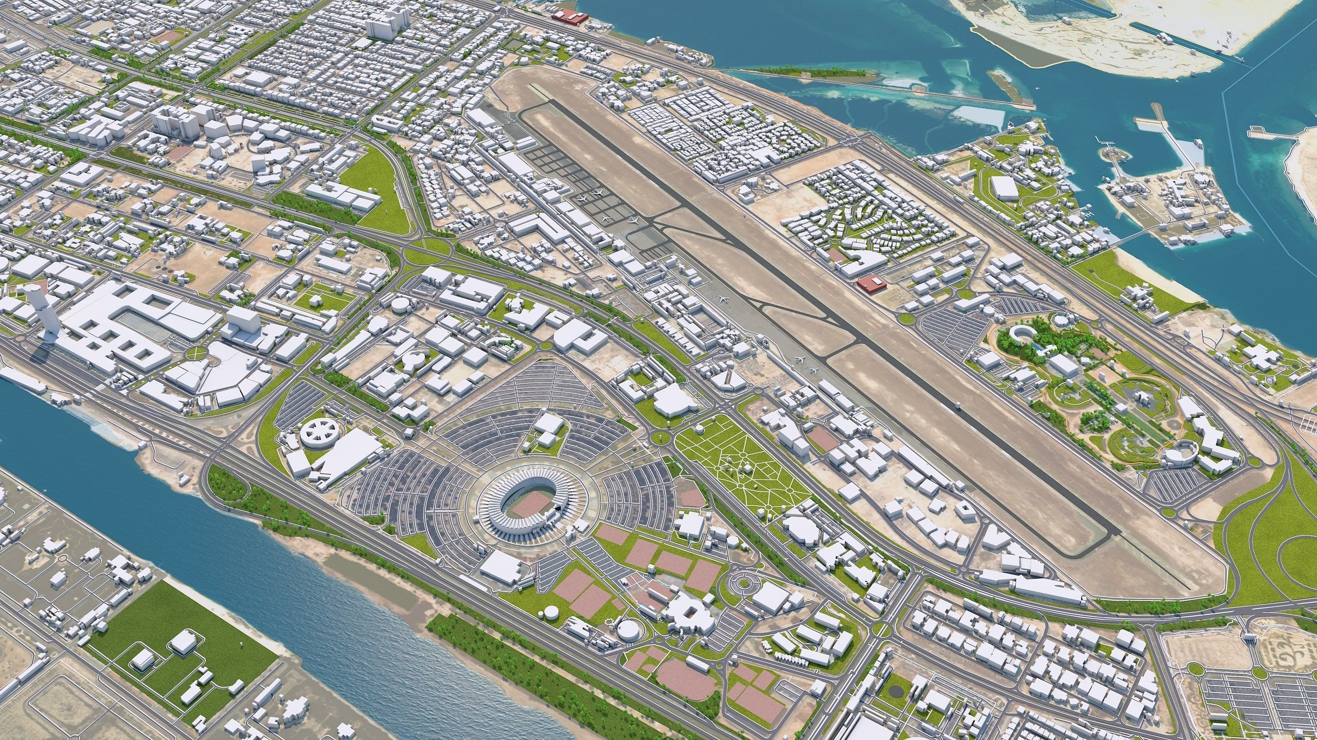 Abu Dhabi city in UAE Low-poly 3D model_7