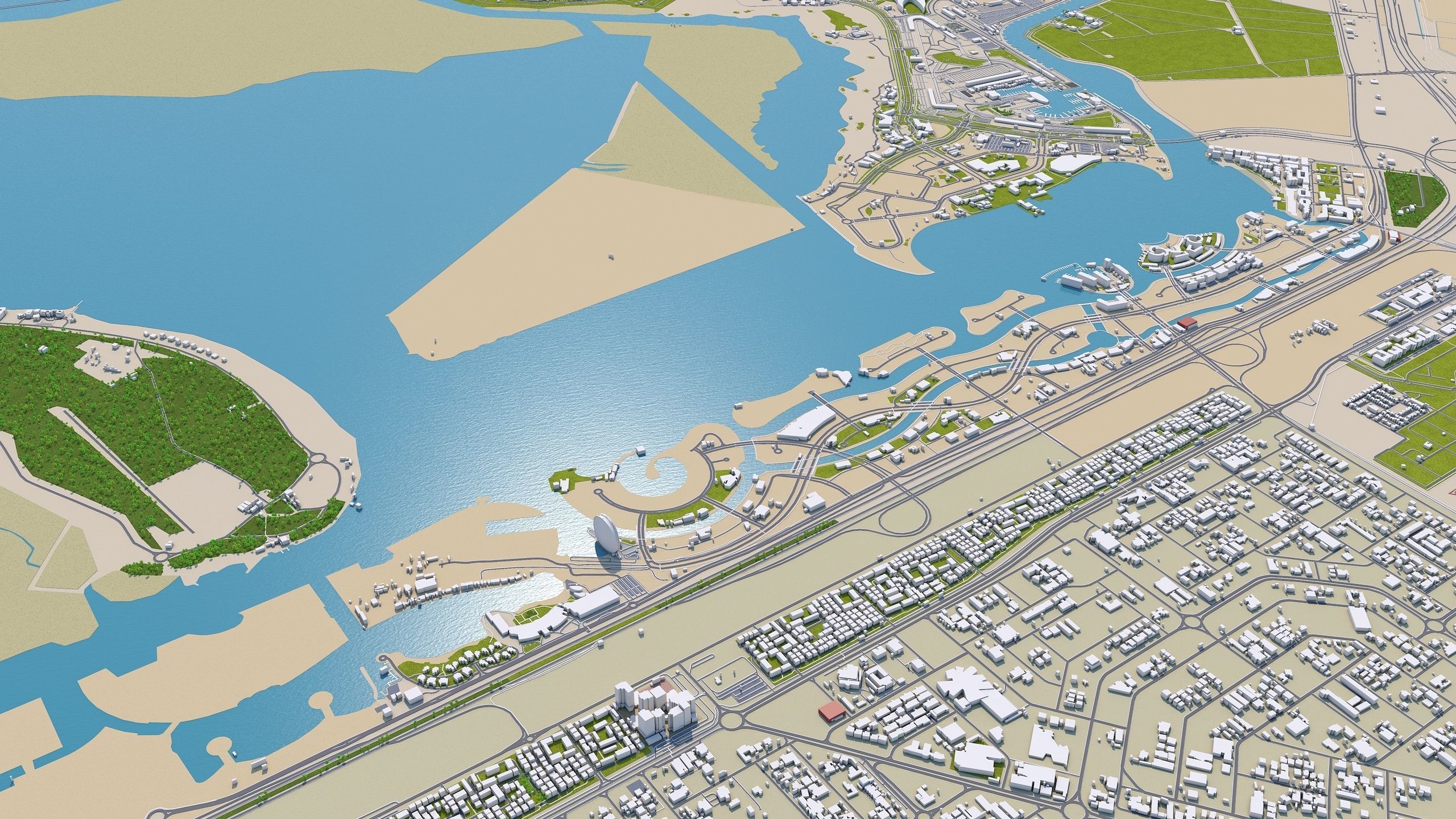 Abu Dhabi city in UAE Low-poly 3D model_10