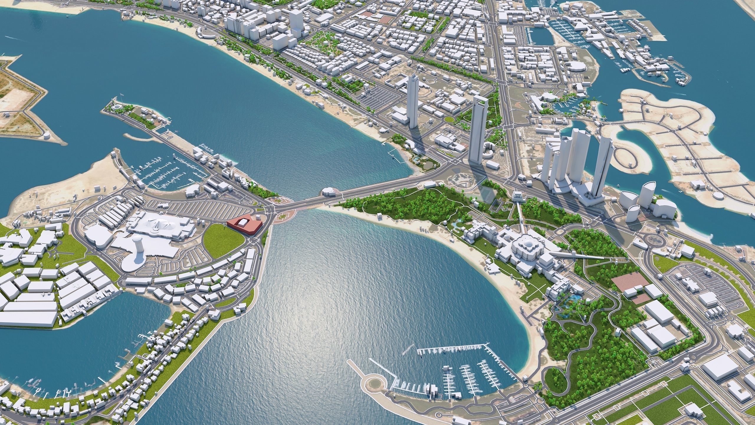 Abu Dhabi city in UAE Low-poly 3D model_6