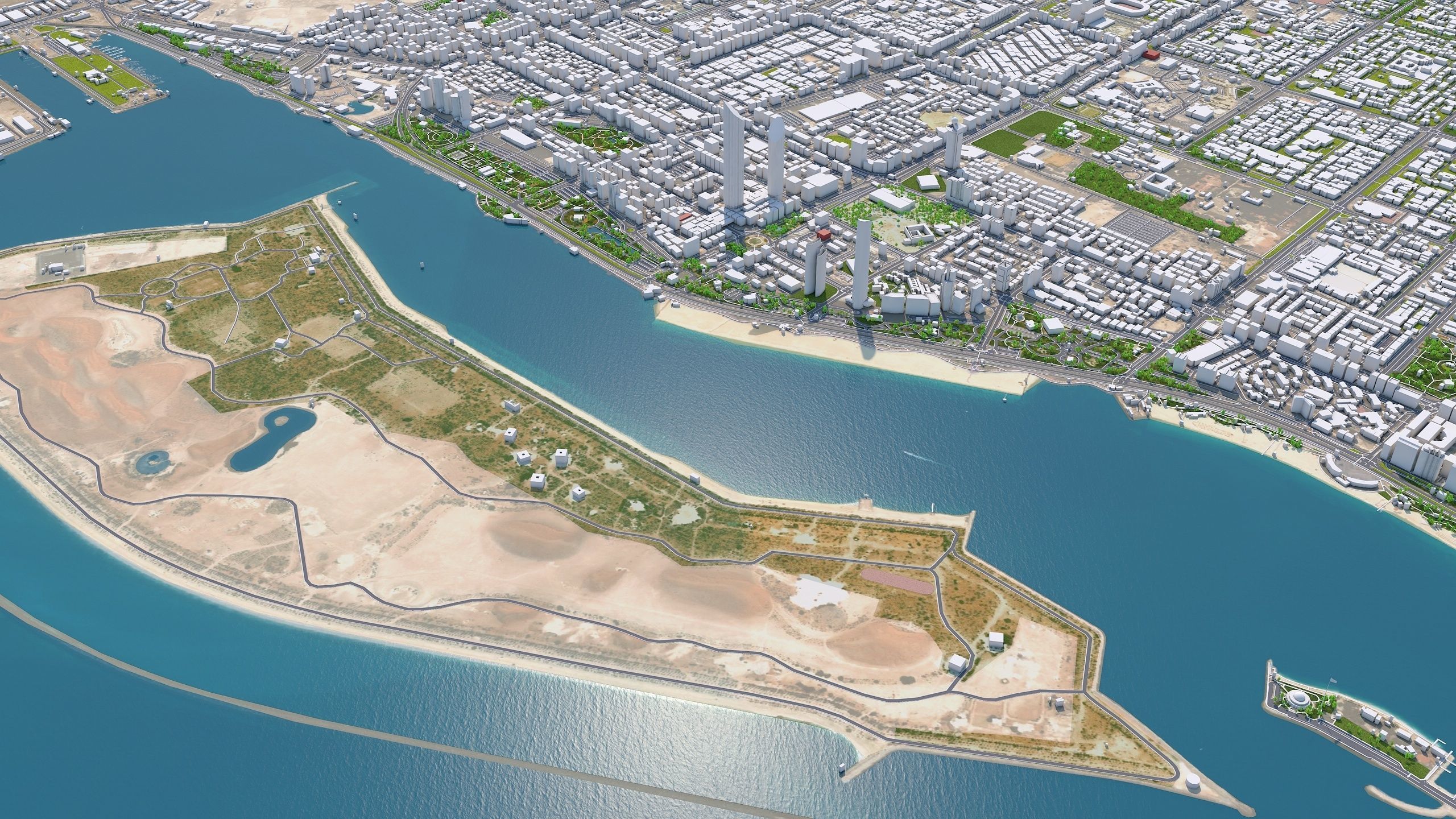 Abu Dhabi city in UAE Low-poly 3D model_4