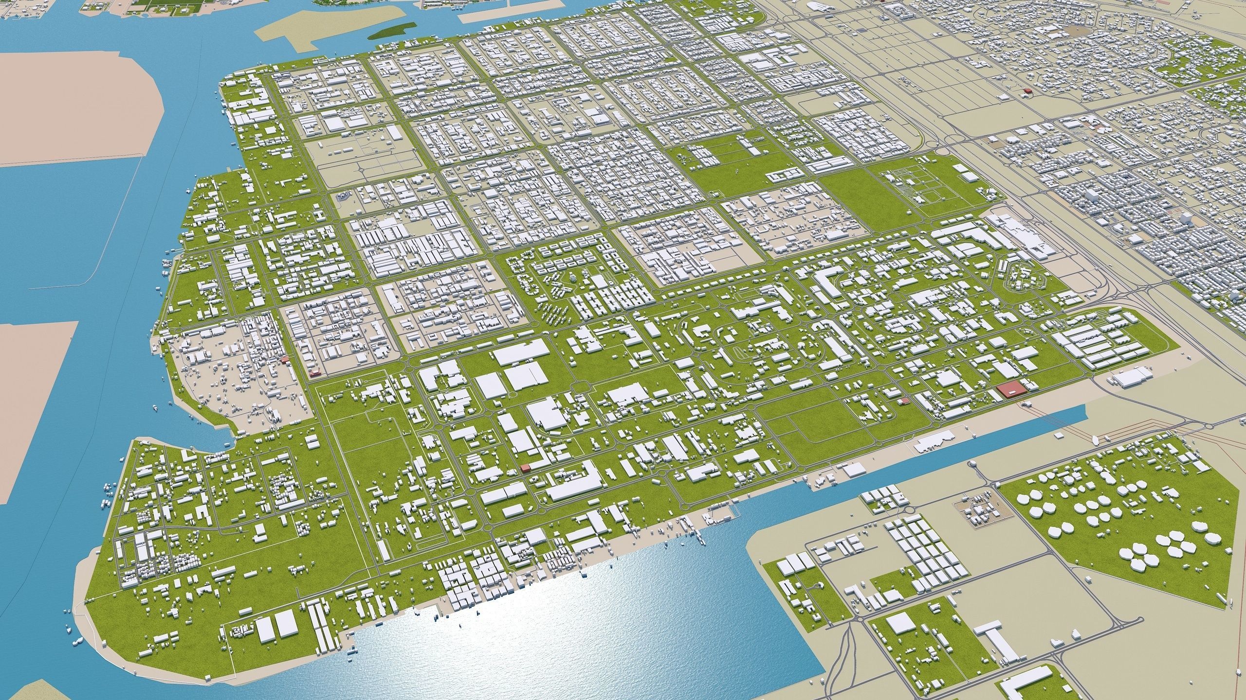 Abu Dhabi city in UAE Low-poly 3D model_11