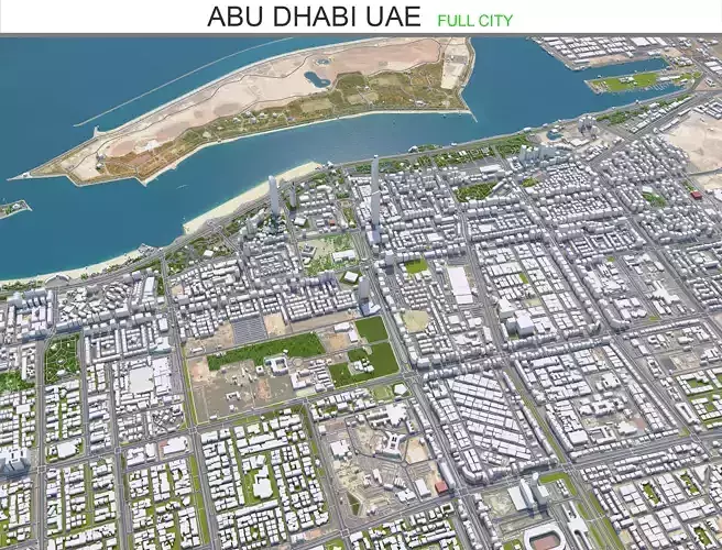 Abu Dhabi city in UAE Low-poly 3D model