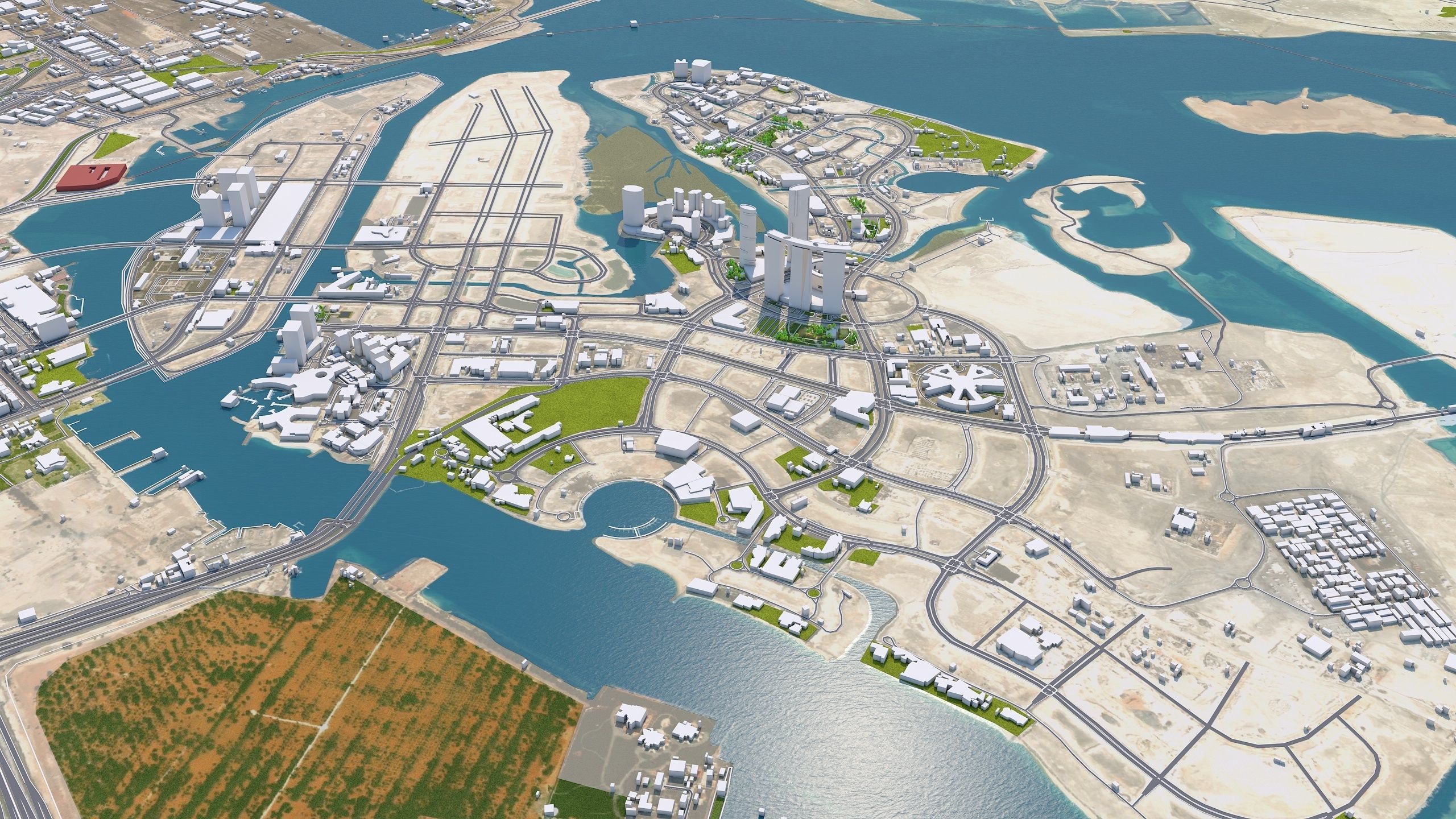 Abu Dhabi city in UAE Low-poly 3D model_12