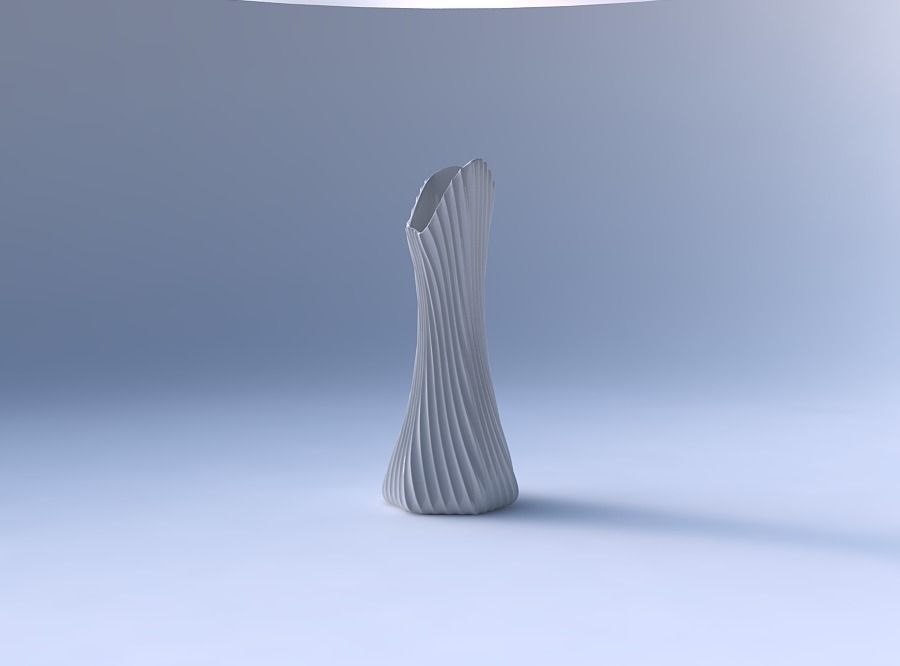 Vase squeezed and bent hexagon 2 with extruded vertical lines 2 3D print model_4