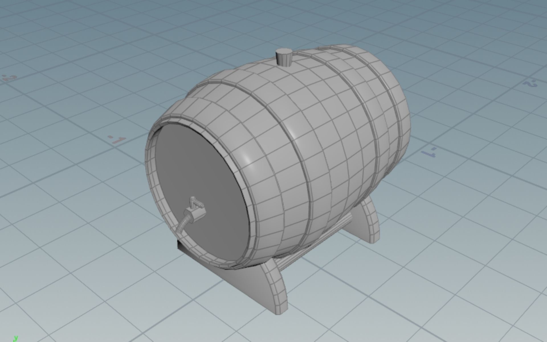 wood barrel with base Free 3D model_2