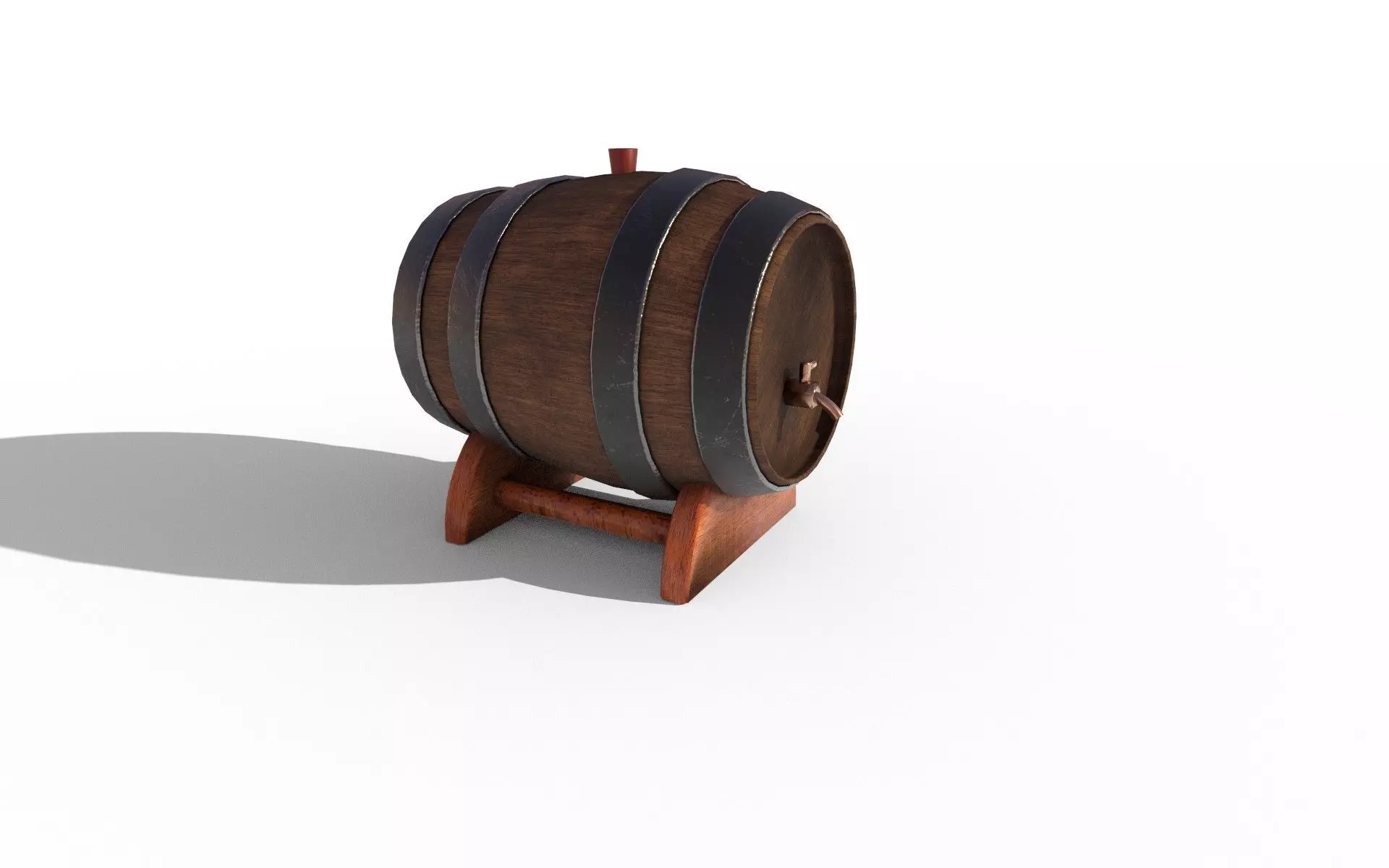 wood barrel with base Free 3D model_0