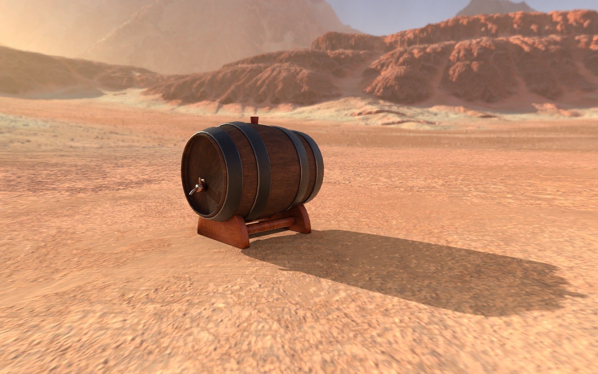 wood barrel with base Free 3D model_1