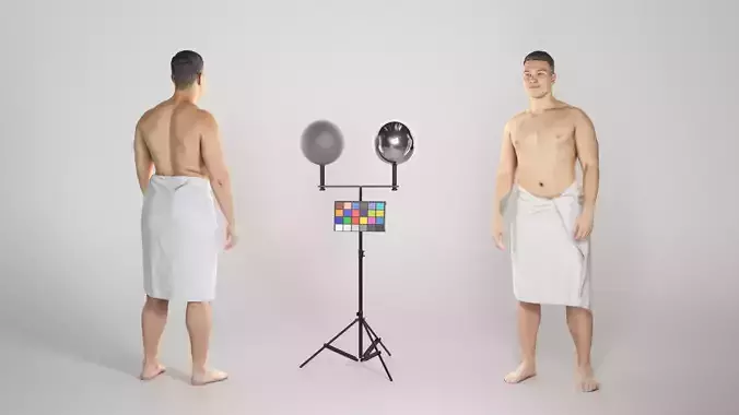 Charming man wrapped in a white towel 148