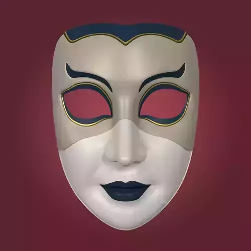 Mardi Gras Woman Mask Low-poly 3D model