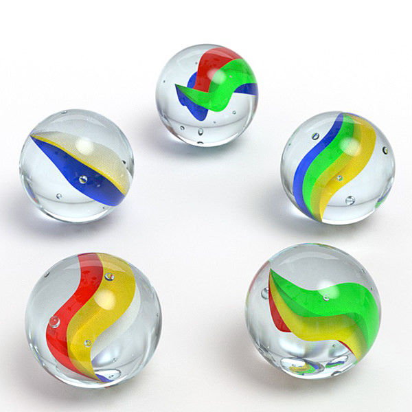 Marbles glass ball with flag of spain 3D model_1