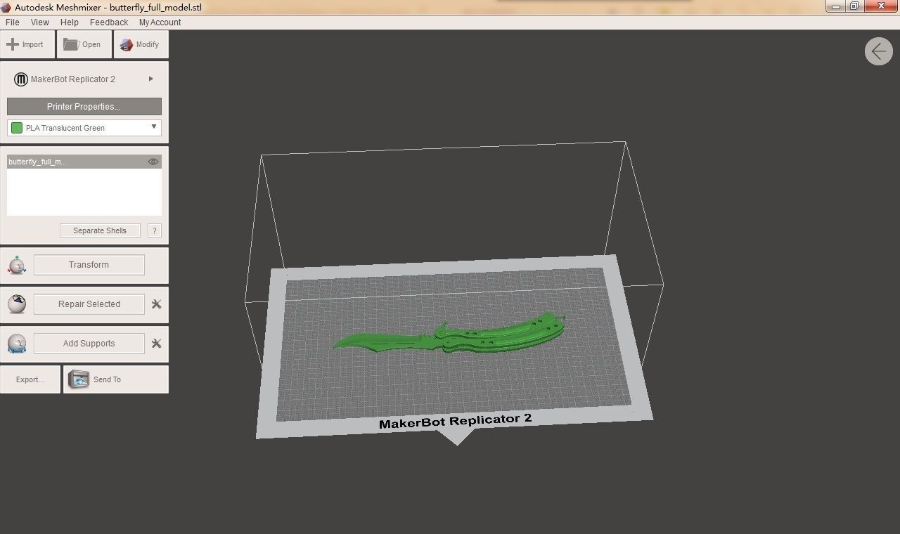 butterfly knife 3d 3D print model_1