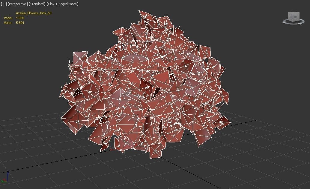 Azalea Flowers Pink Low-poly 3D model_5