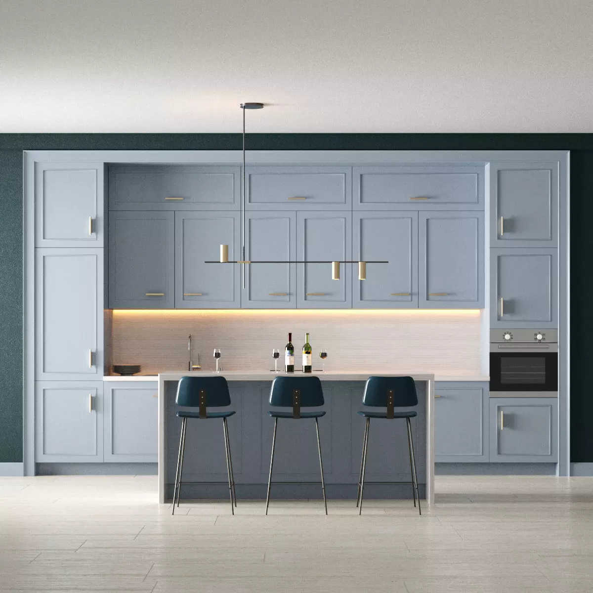 Kitchen 1 modern with cabinets 3D model_0