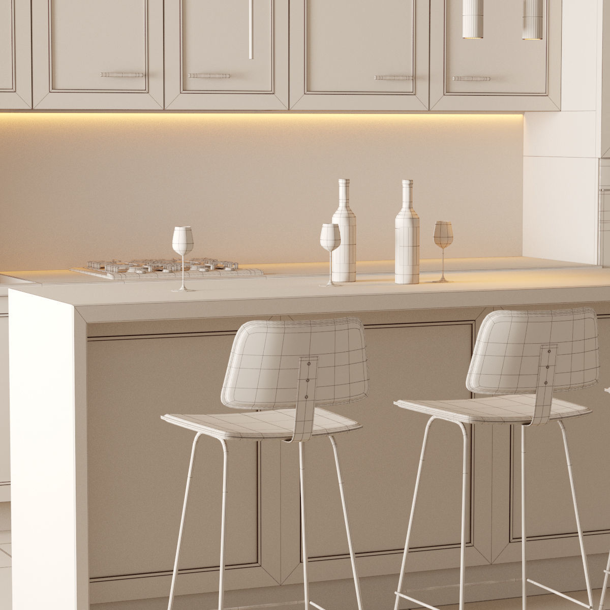 Kitchen 1 modern with cabinets 3D model_23