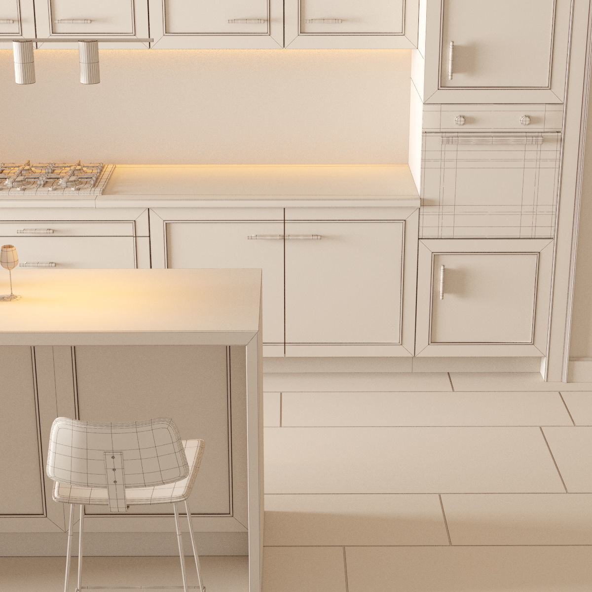 Kitchen 1 modern with cabinets 3D model_19
