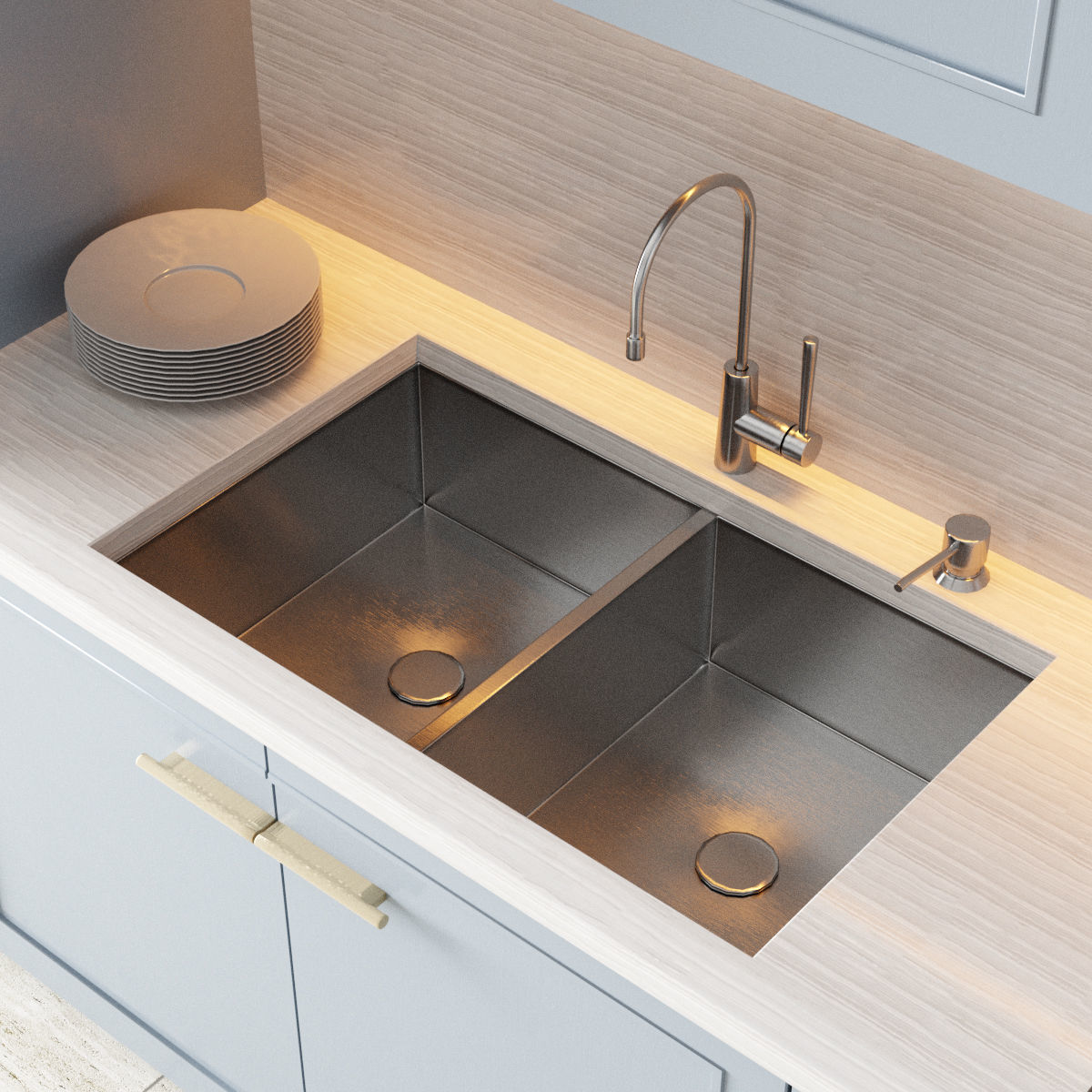 Kitchen 1 modern with cabinets 3D model_12