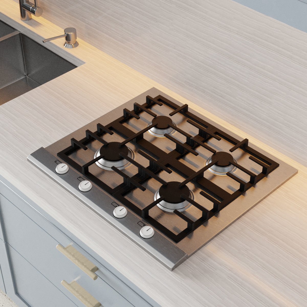 Kitchen 1 modern with cabinets 3D model_8