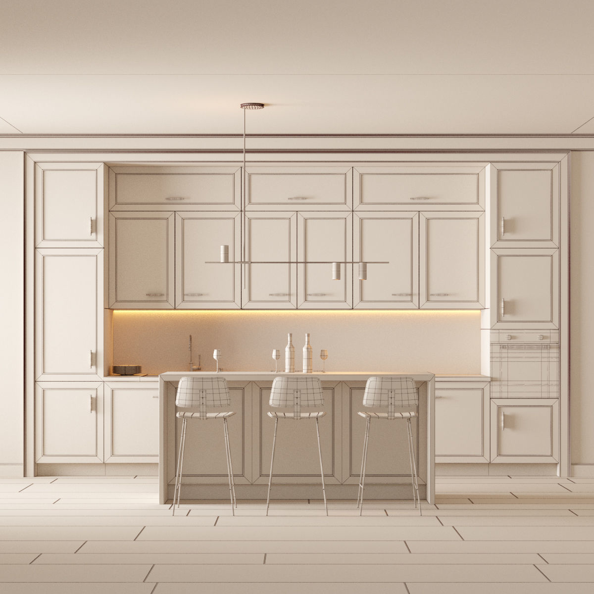Kitchen 1 modern with cabinets 3D model_1