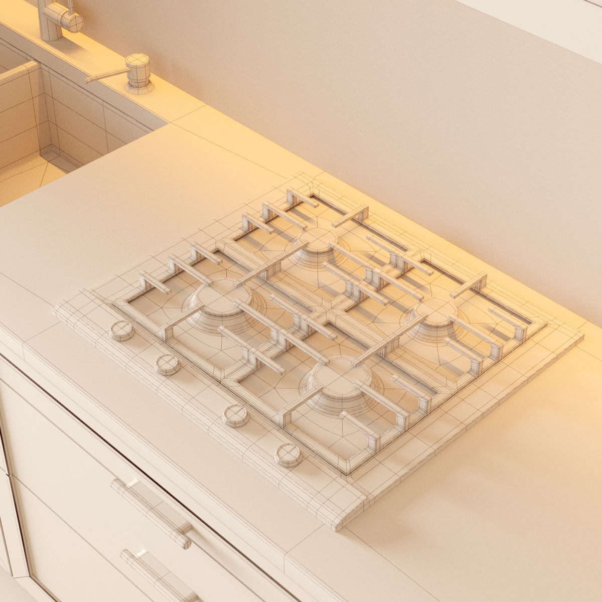 Kitchen 1 modern with cabinets 3D model_9