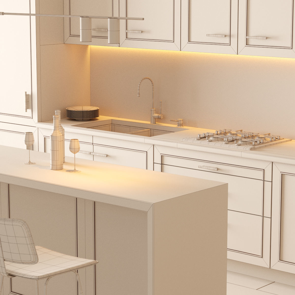 Kitchen 1 modern with cabinets 3D model_25