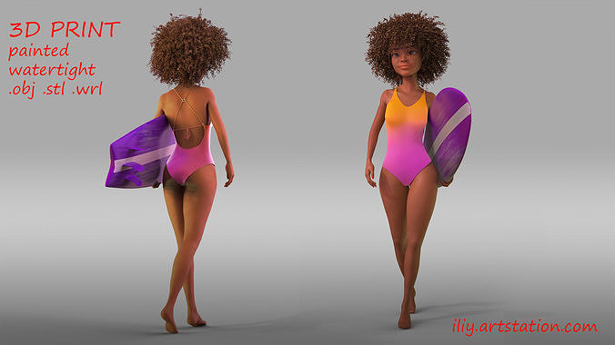 Surf girl 3D print model