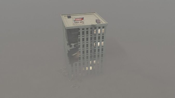 Destroyed Building with fog 3D model