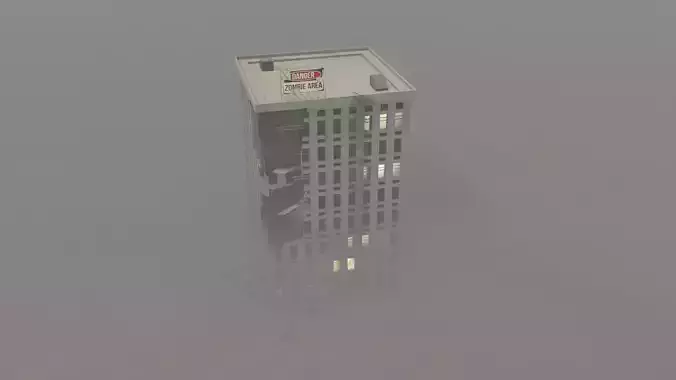 Destroyed Building with fog