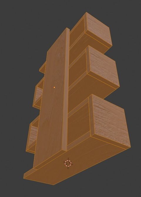 shelf wooden Low-poly 3D model_2