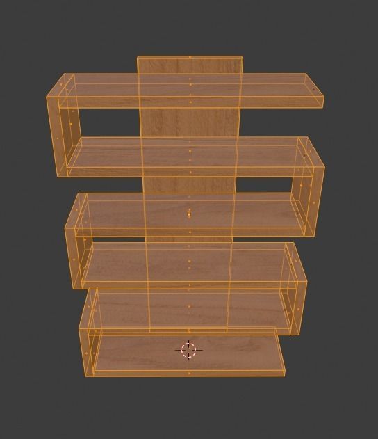 shelf wooden Low-poly 3D model_3