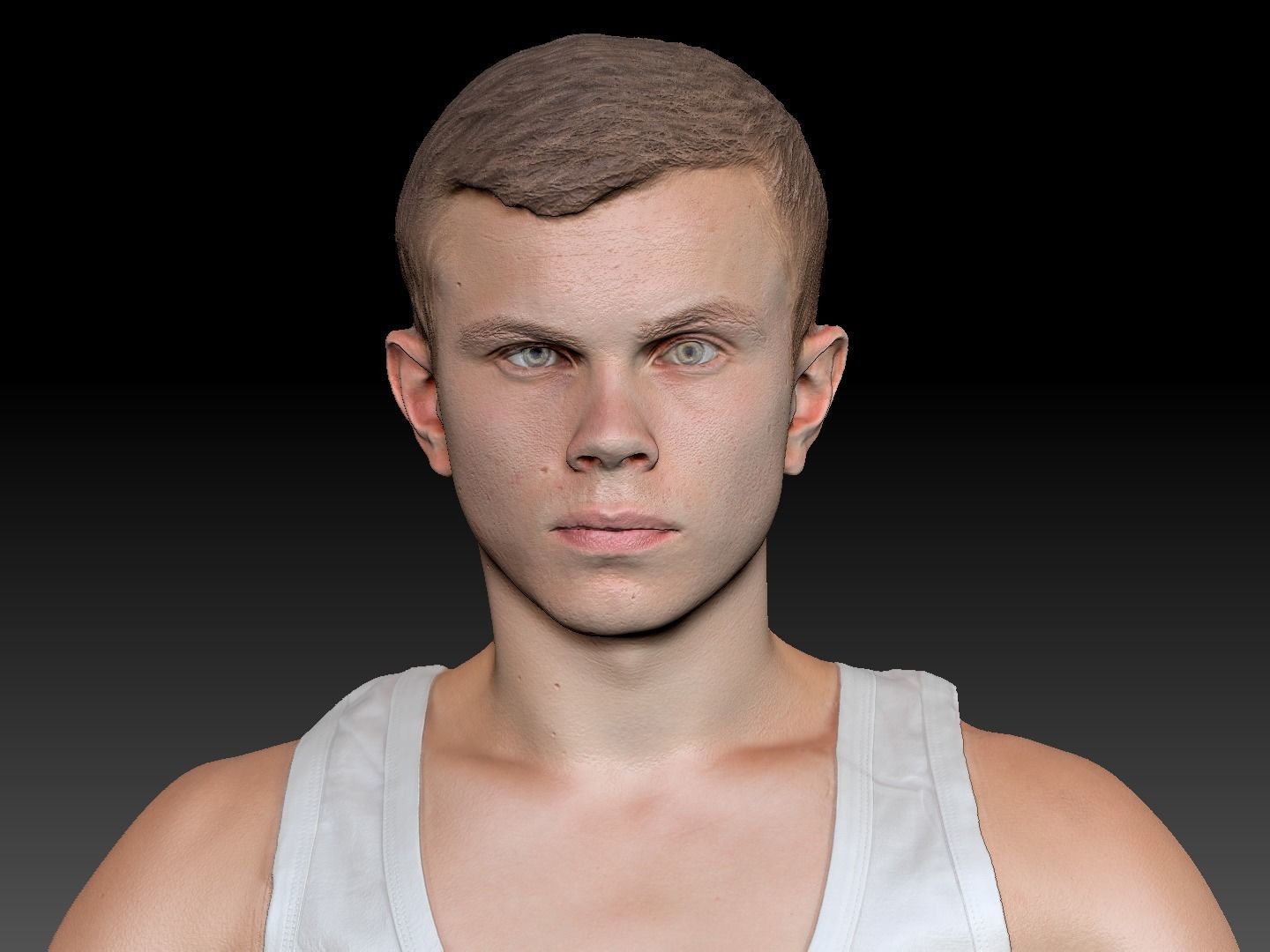 Man in a white tank top and shorts in A-pose 150 Low-poly 3D model_6
