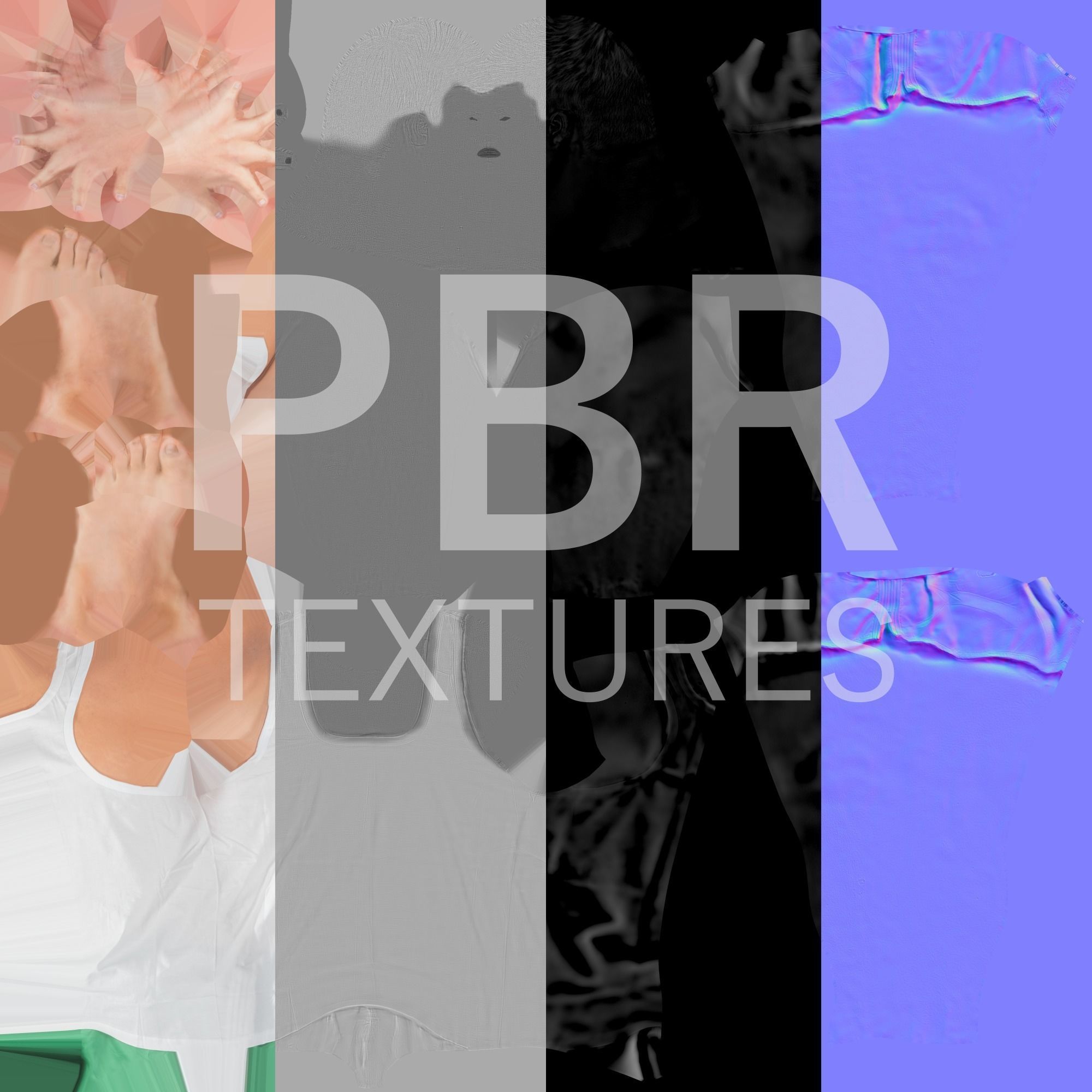 Man in a white tank top and shorts in A-pose 150 Low-poly 3D model_8