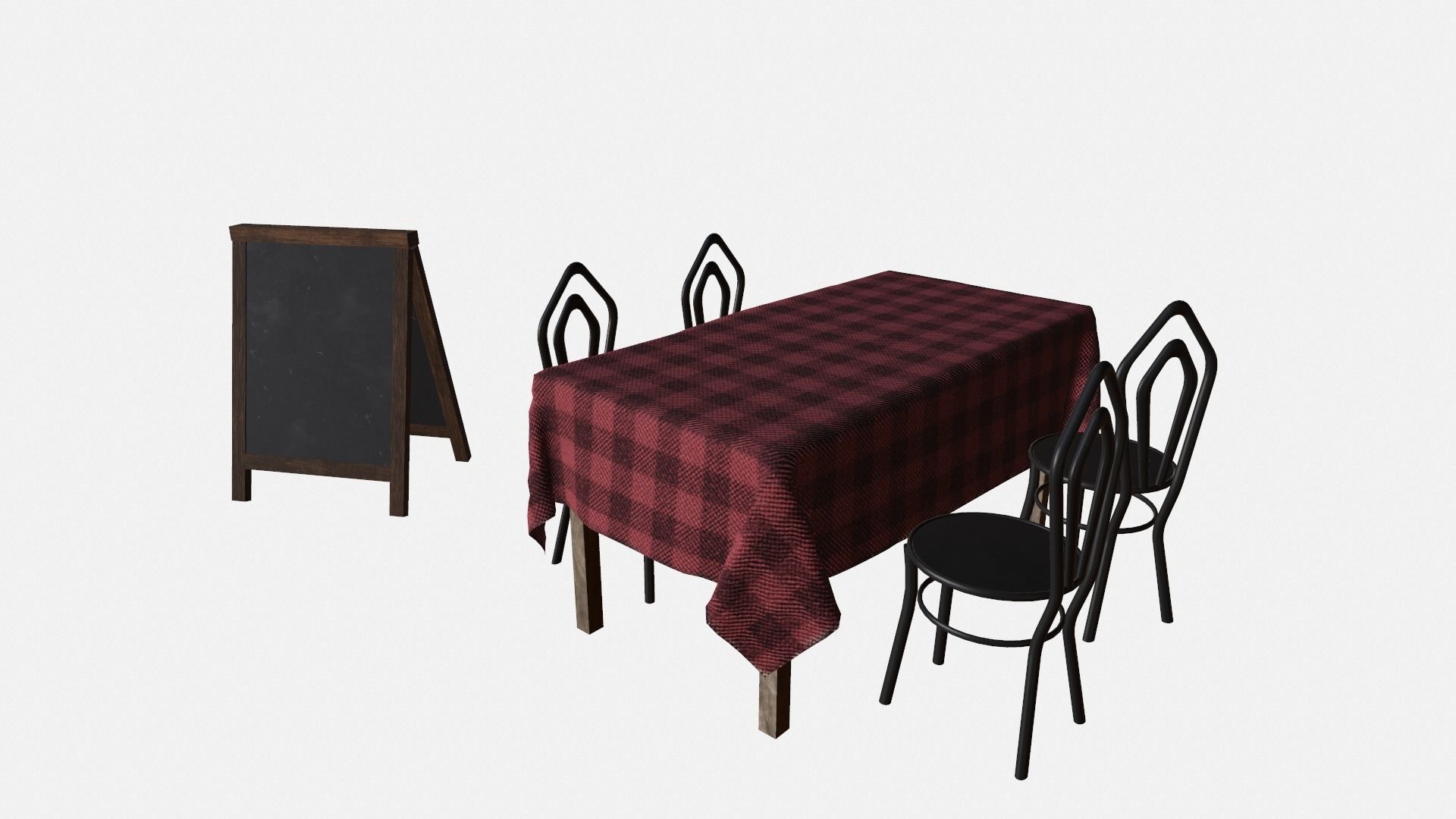 Resturant furnitures Low-poly 3D model_1