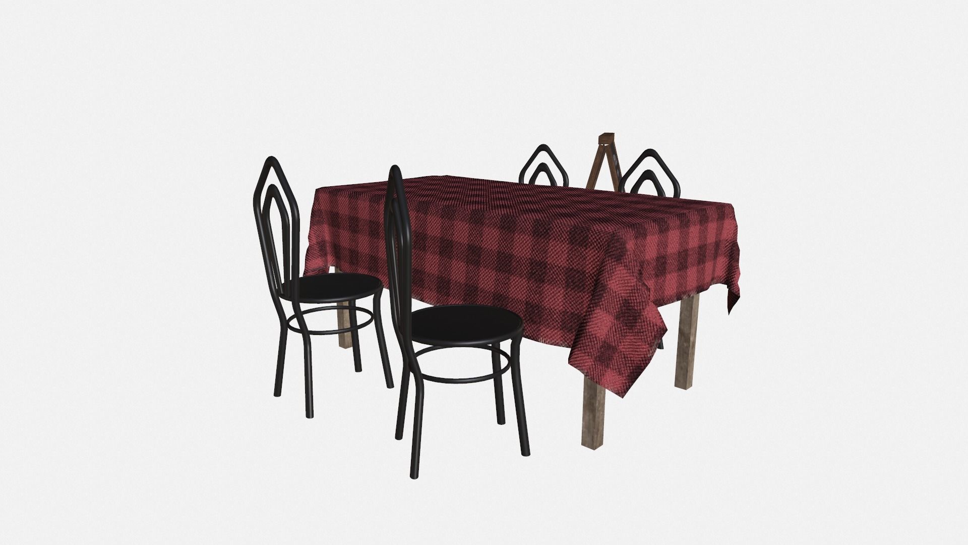 Resturant furnitures Low-poly 3D model_6