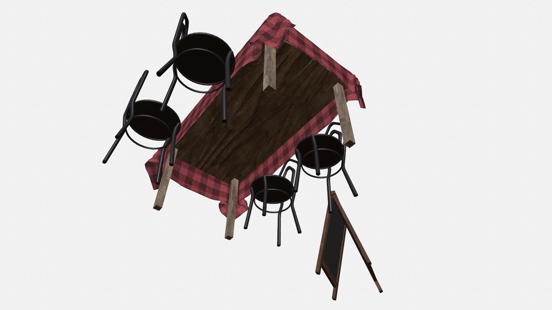 Resturant furnitures Low-poly 3D model_3