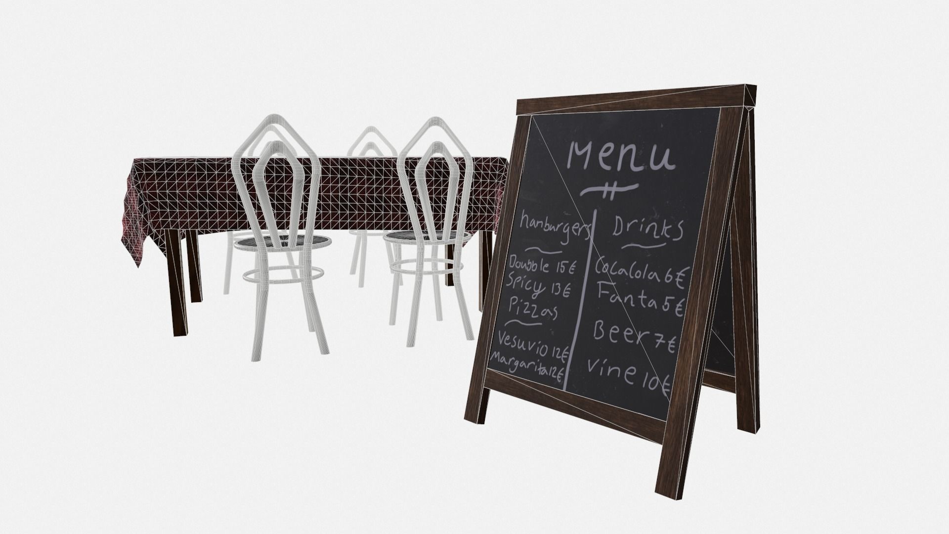 Resturant furnitures Low-poly 3D model_5