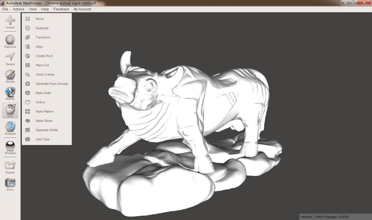 Chinese animal signs cattle 3D print model_1