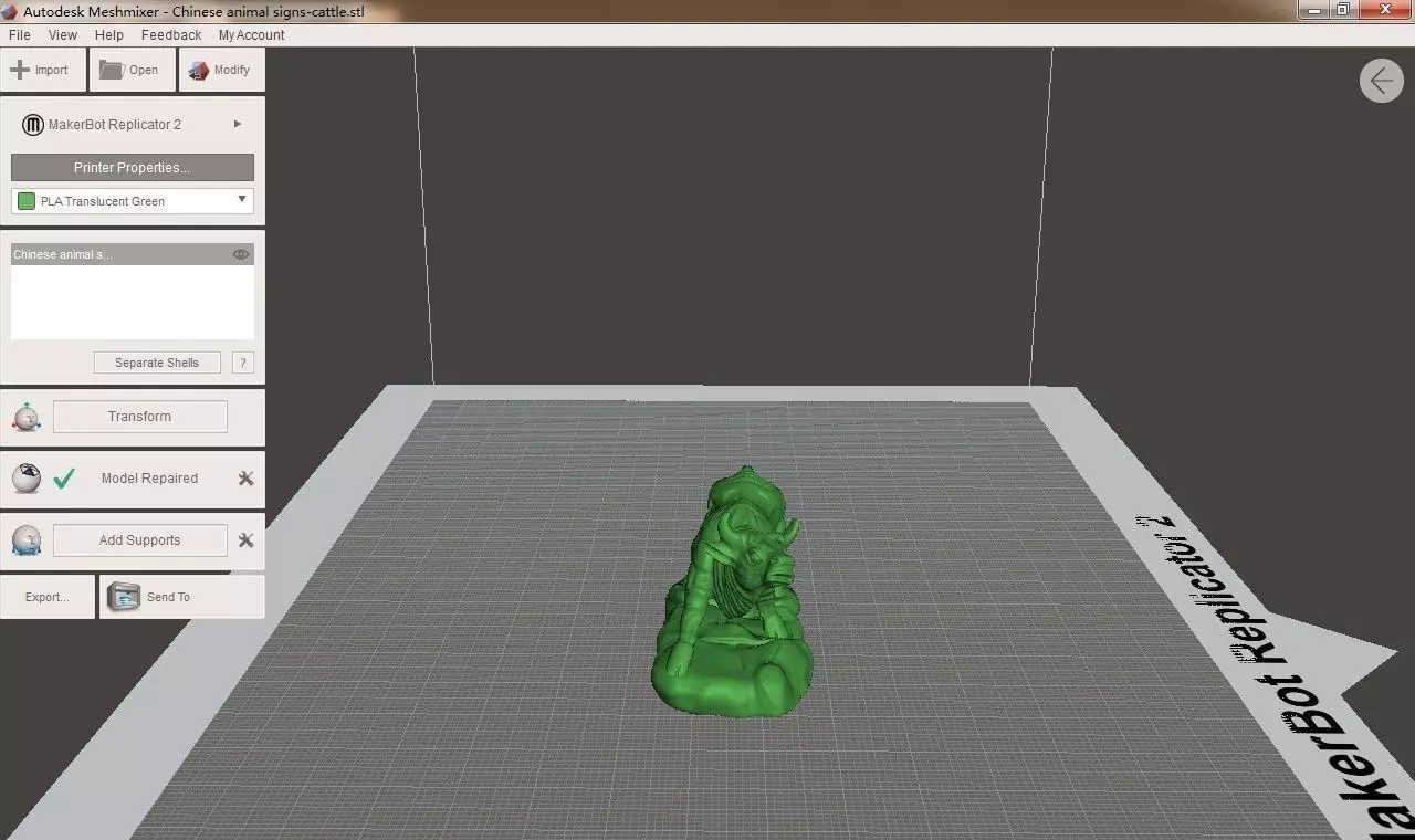 Chinese animal signs cattle 3D print model_0