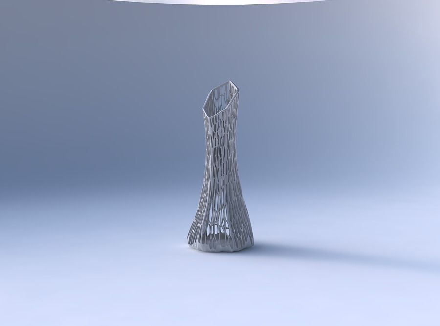 Vase squeezed and bent hexagon with organic lattice and tappe... 3D print model_4