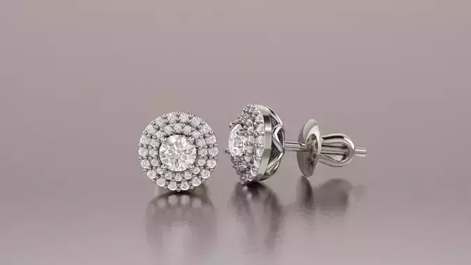 Earrings 3D print model two diamond stud