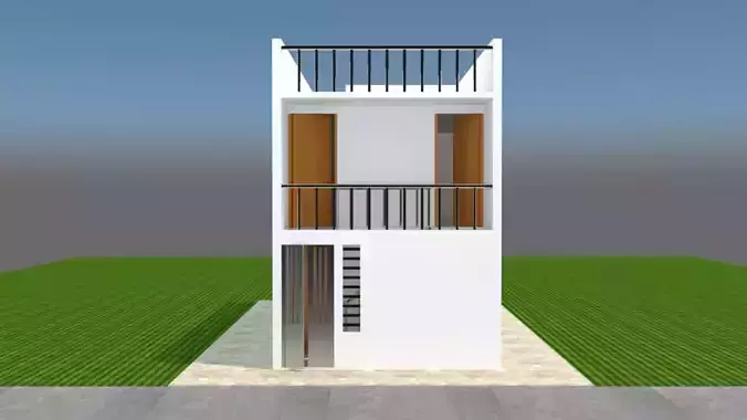 Row House in 3D Low-poly 3D model