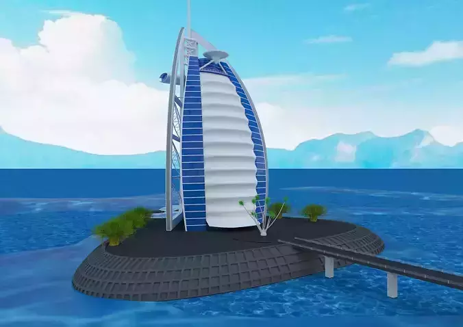 burj el arab building 3ds model