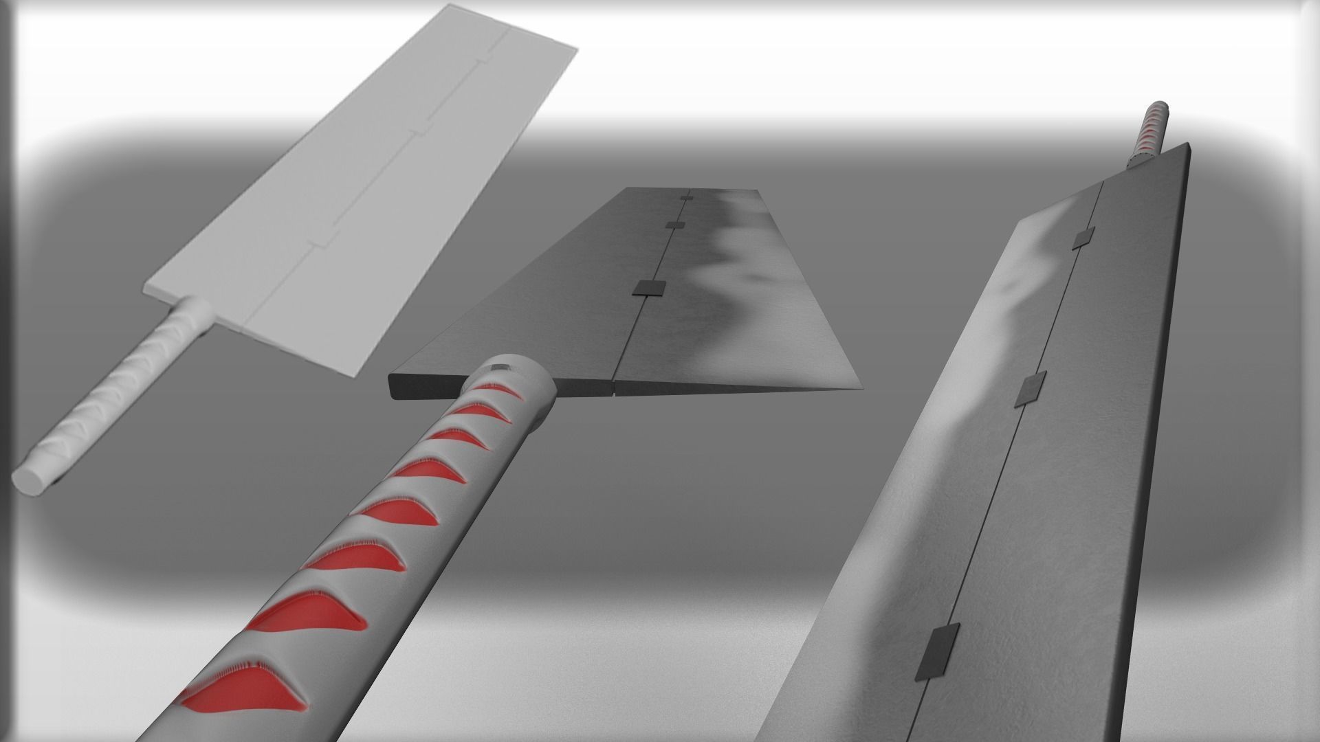 Darui Sword Naruto- Cleaver Sword Low-poly 3D model_1