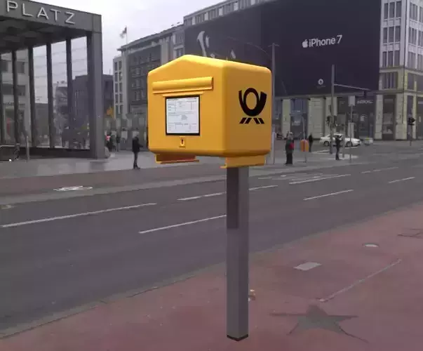 Public Mailbox 1 Low-Poly Re-Textured Version Low-poly 3D model
