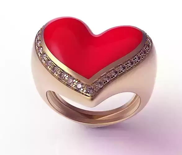 Ring Heart Red Enamel