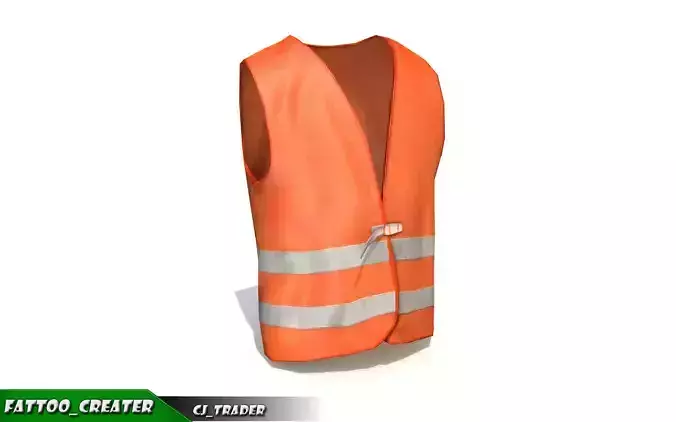 Worker Vest Orange Safety Vest Lowpoly 3d model