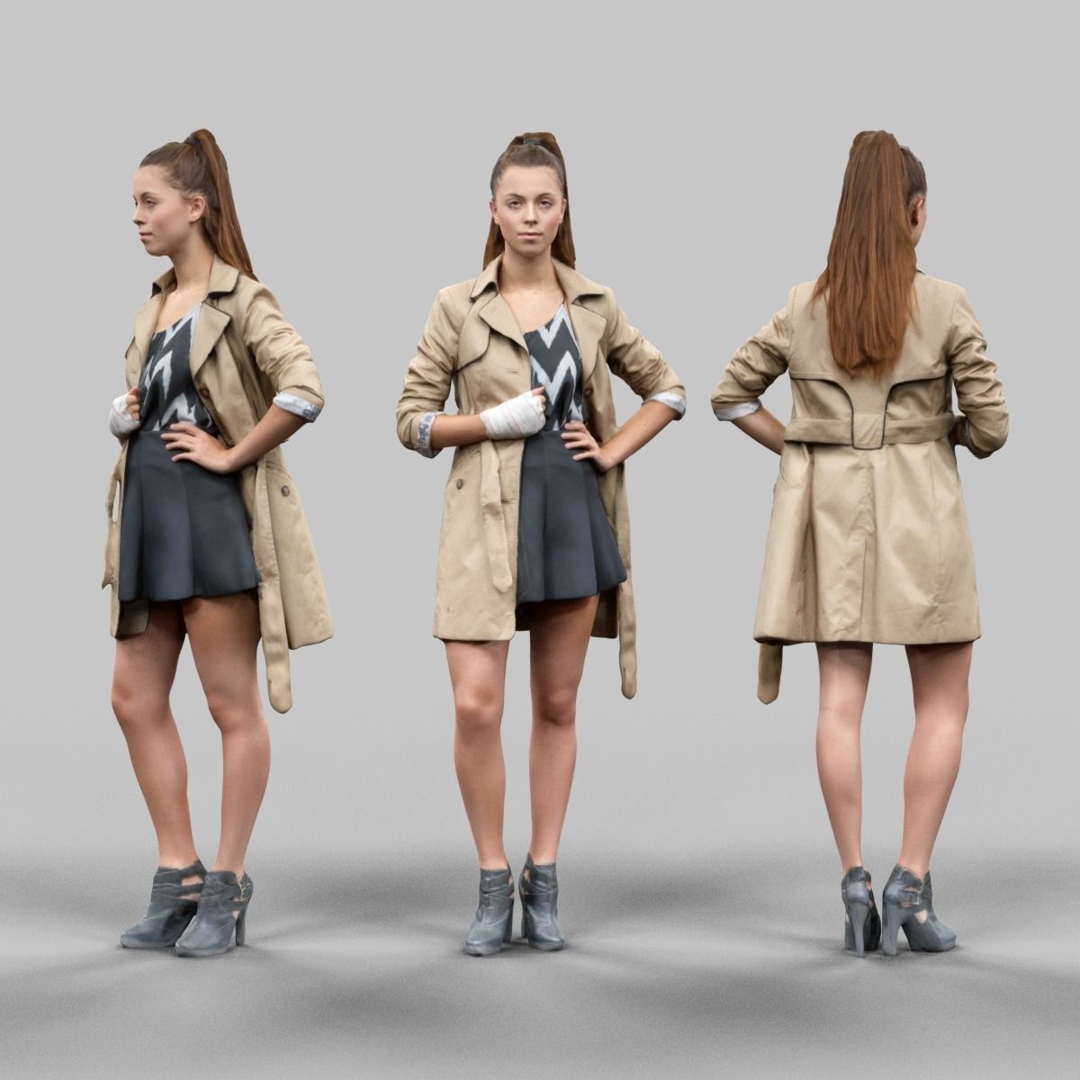 6 Realistic Female Characters Vol 10 Low-poly 3D model_4